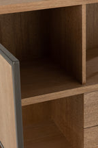 J-LINE KAST MET VERSCHILLENDE COMPARTIMENTEN HOUT/METAAL NATURAL