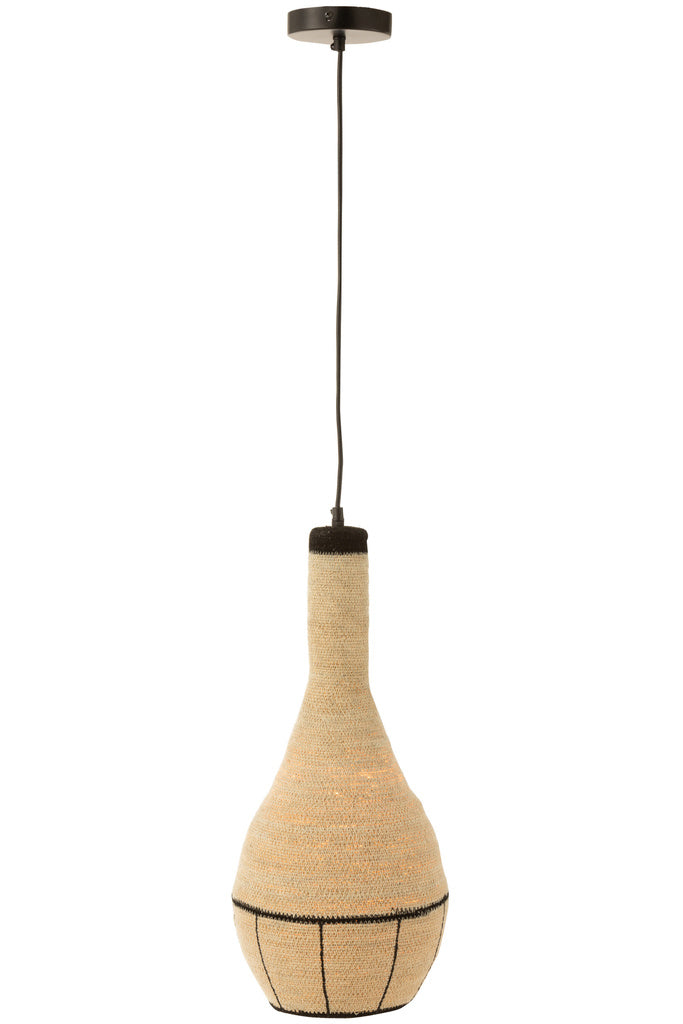 J-LINE HANGING LAMP PEAR LINES SEAGRASS – NATURAL/BLACK