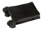 J-LINE PLAID MET POMPONS POLYESTER ZWART
