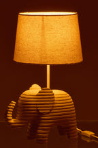 Gestreepte tafellamp van polyresin, beige