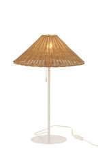 J-LINE TAFELLAMP METAAL/ROTAN WIT/NATUREL