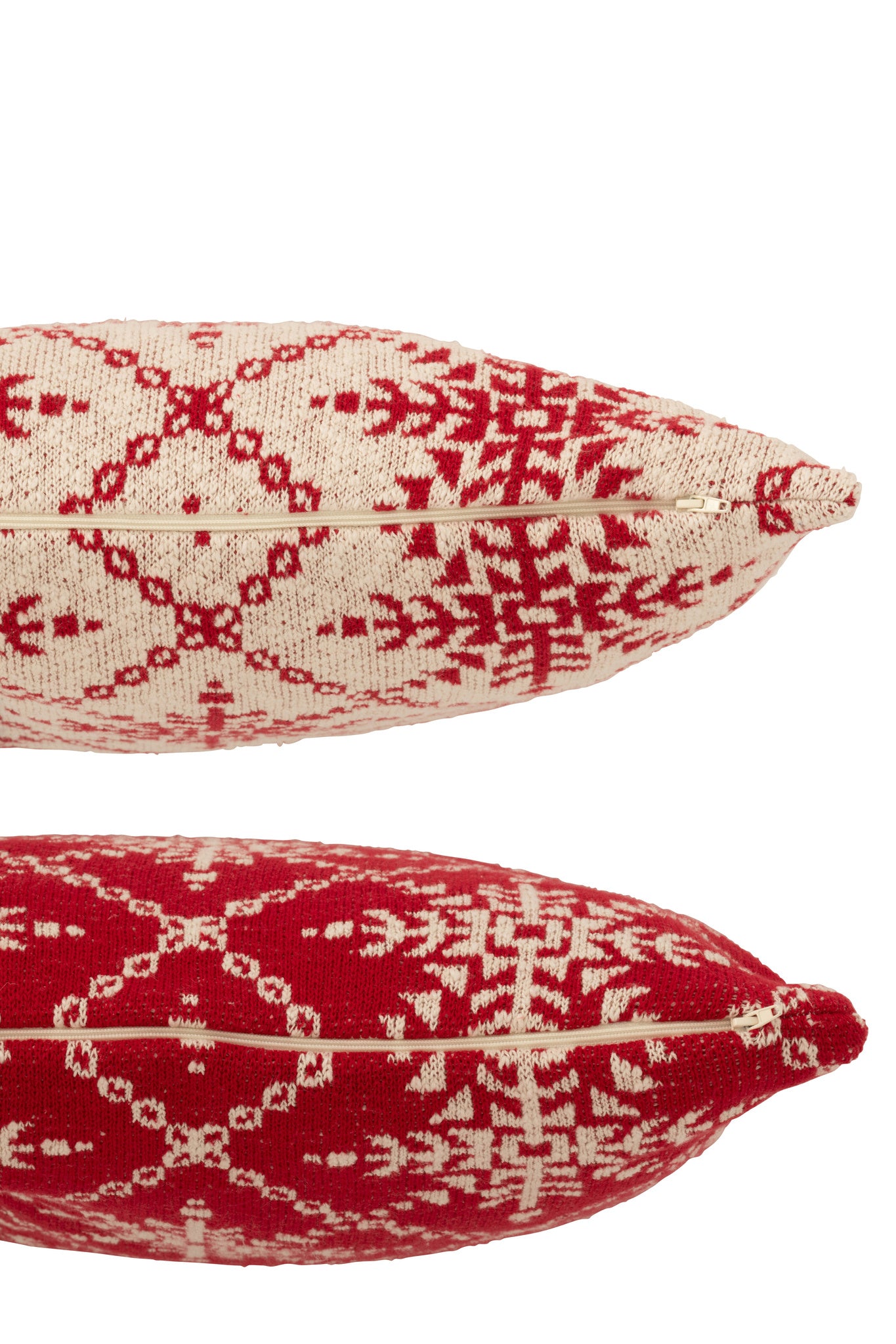 J-LINE KUSSEN SNEEUWVLOKKEN KATOEN KERST ROOD/WIT (ASSORTIMENT VAN 2)