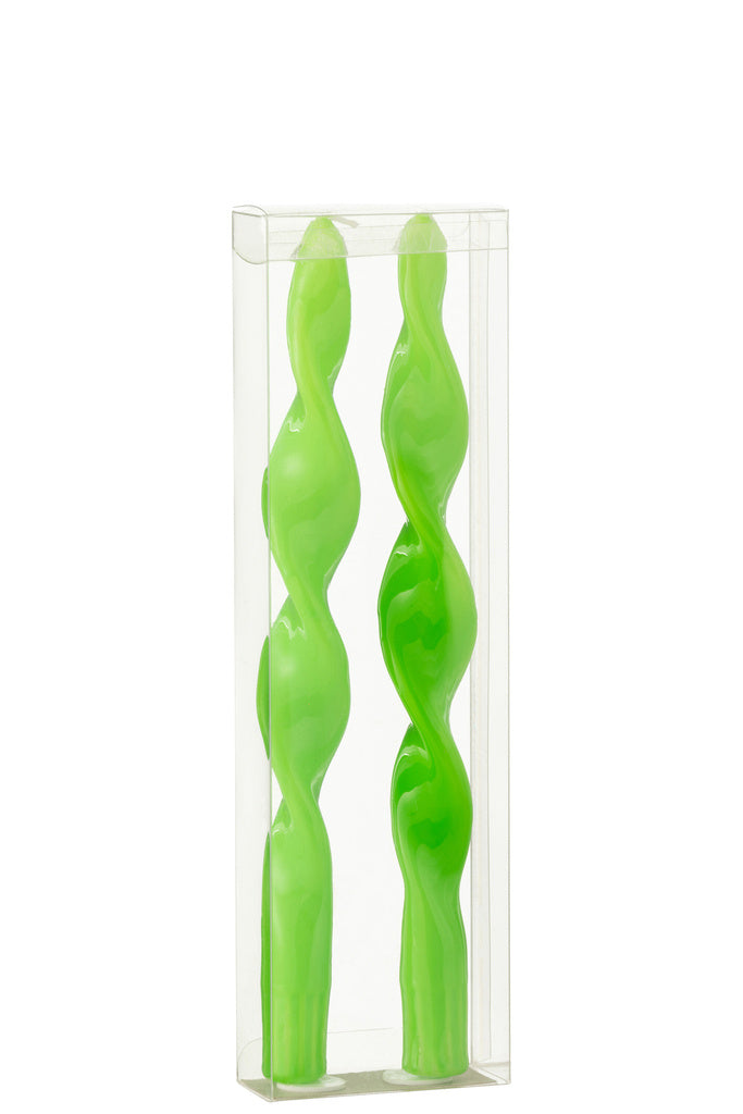 J-LINE SET VAN 2 GEDRAAIDE KAARSEN GROEN SMALL