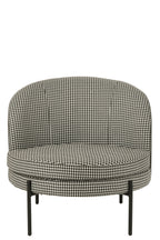 Fauteuil pied-de-poule ijzer zwart/wit