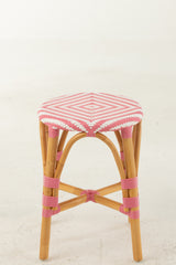 Rotan kruk roze/wit klein