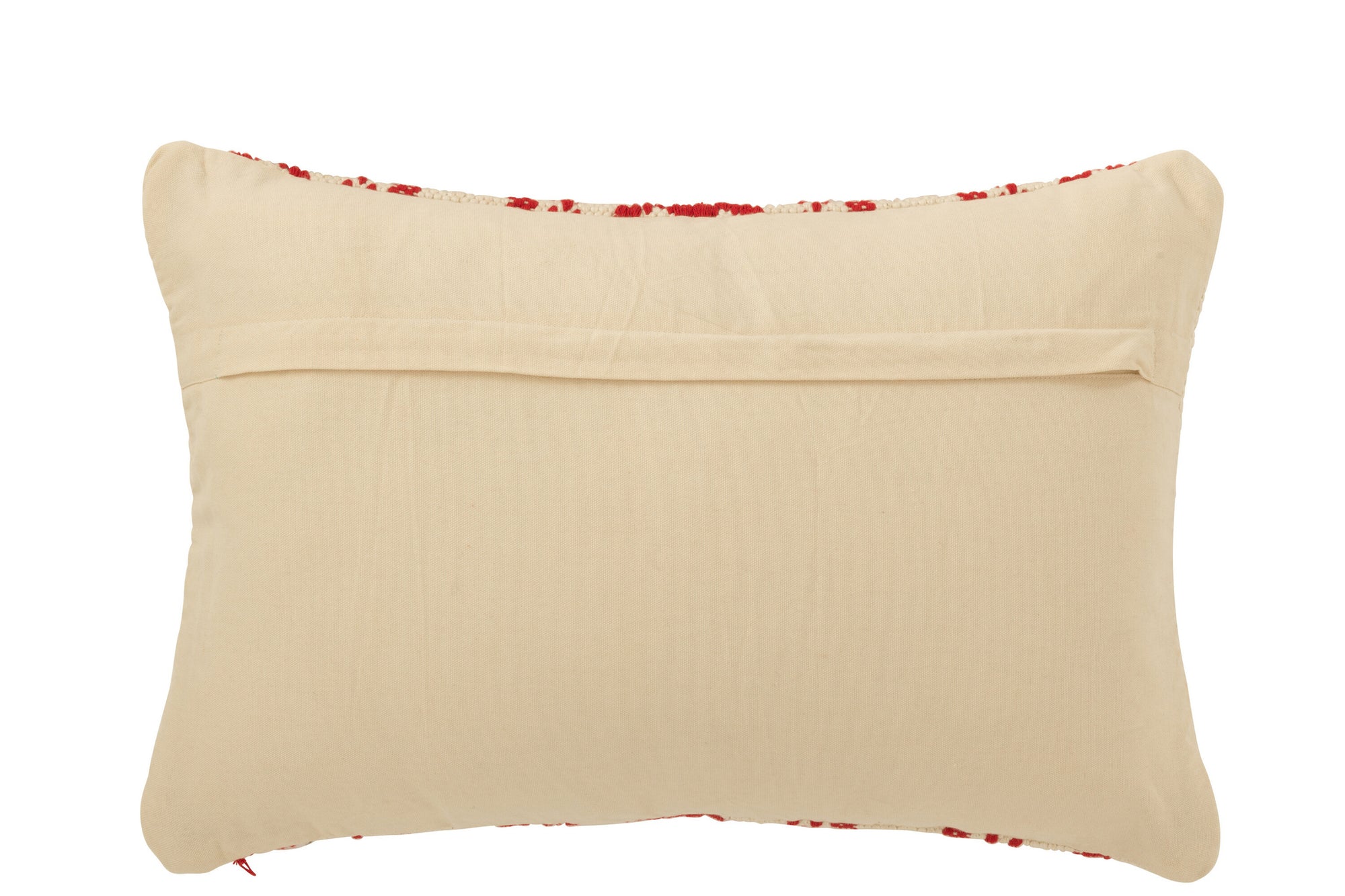 J-LINE KUSSEN STREPEN + SNEEUWVLokken KATOEN KERST ROOD/WIT