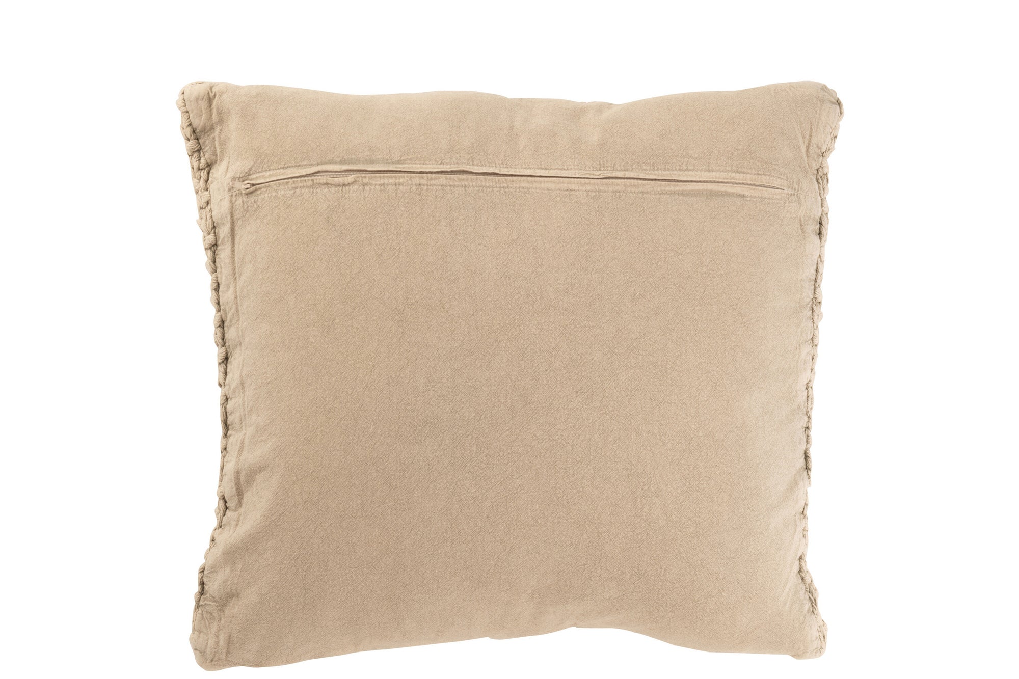 Kussen Gebreid+Vlecht Katoen Gewassen Beige