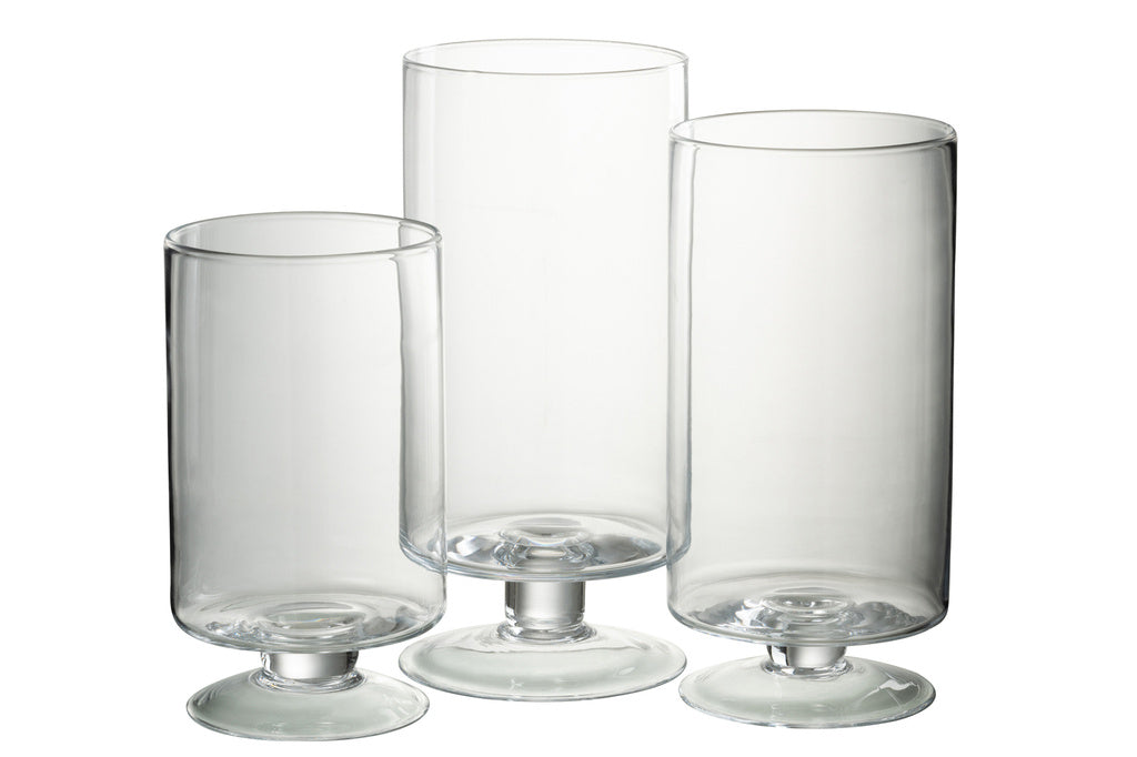 J-LINE WINDLICHT OP VOET ROND GLAS TRANSPARANT GROOT