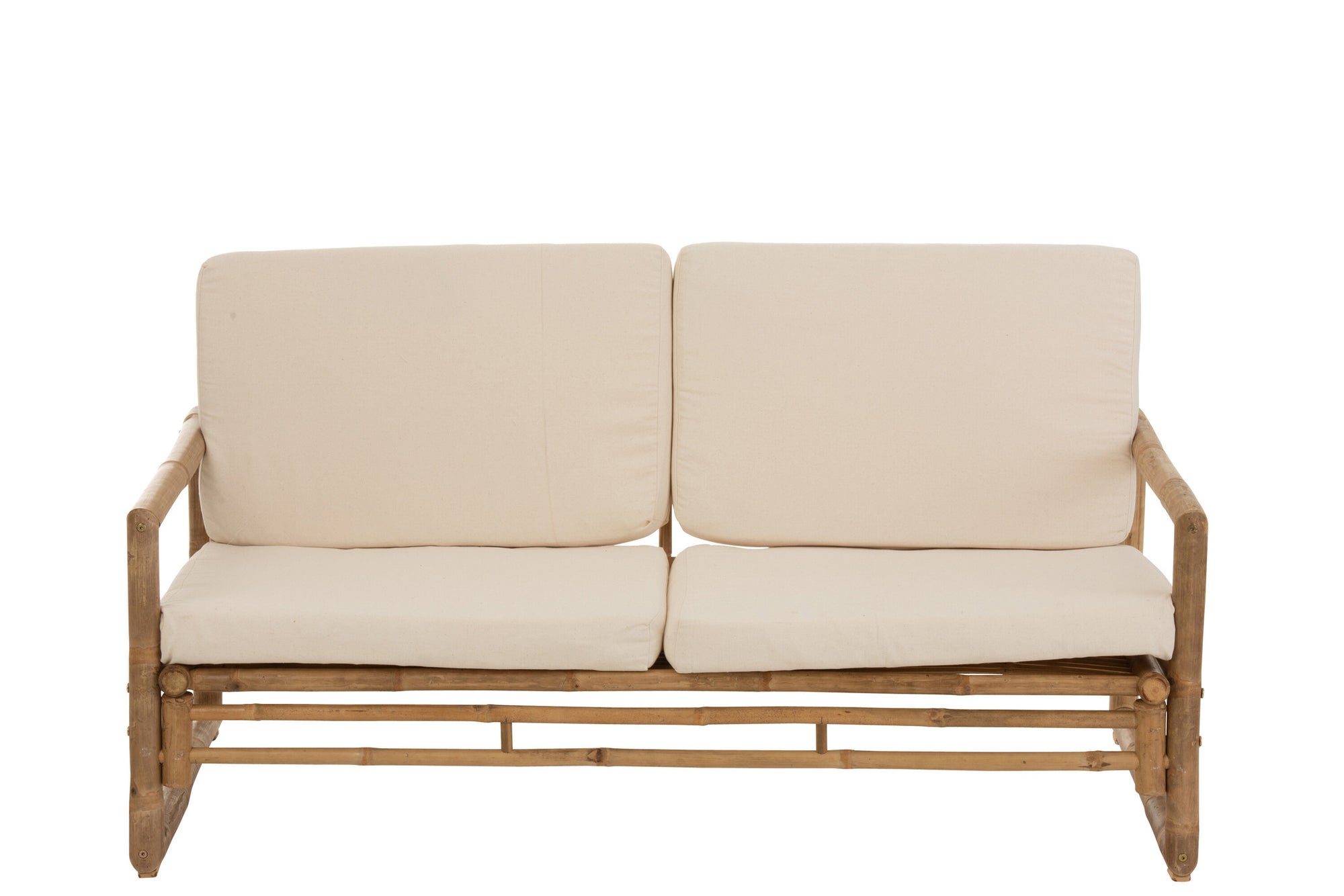 2-zitsbank bamboe+textiel naturel/wit