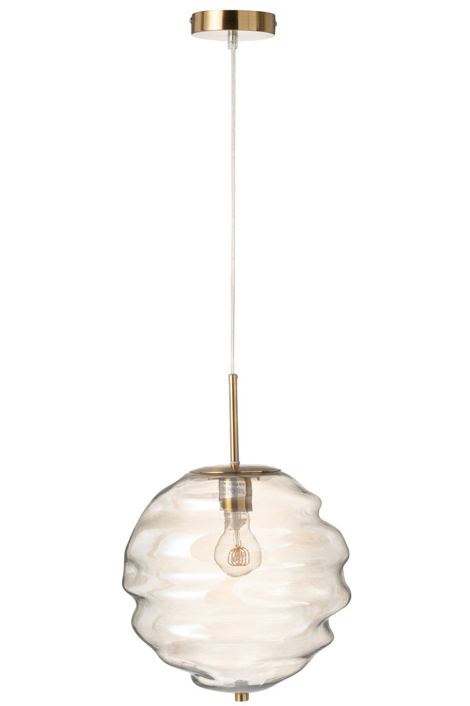 J-LINE HANGLAMP HONEYCOMB GLAS LICHT COGNAC