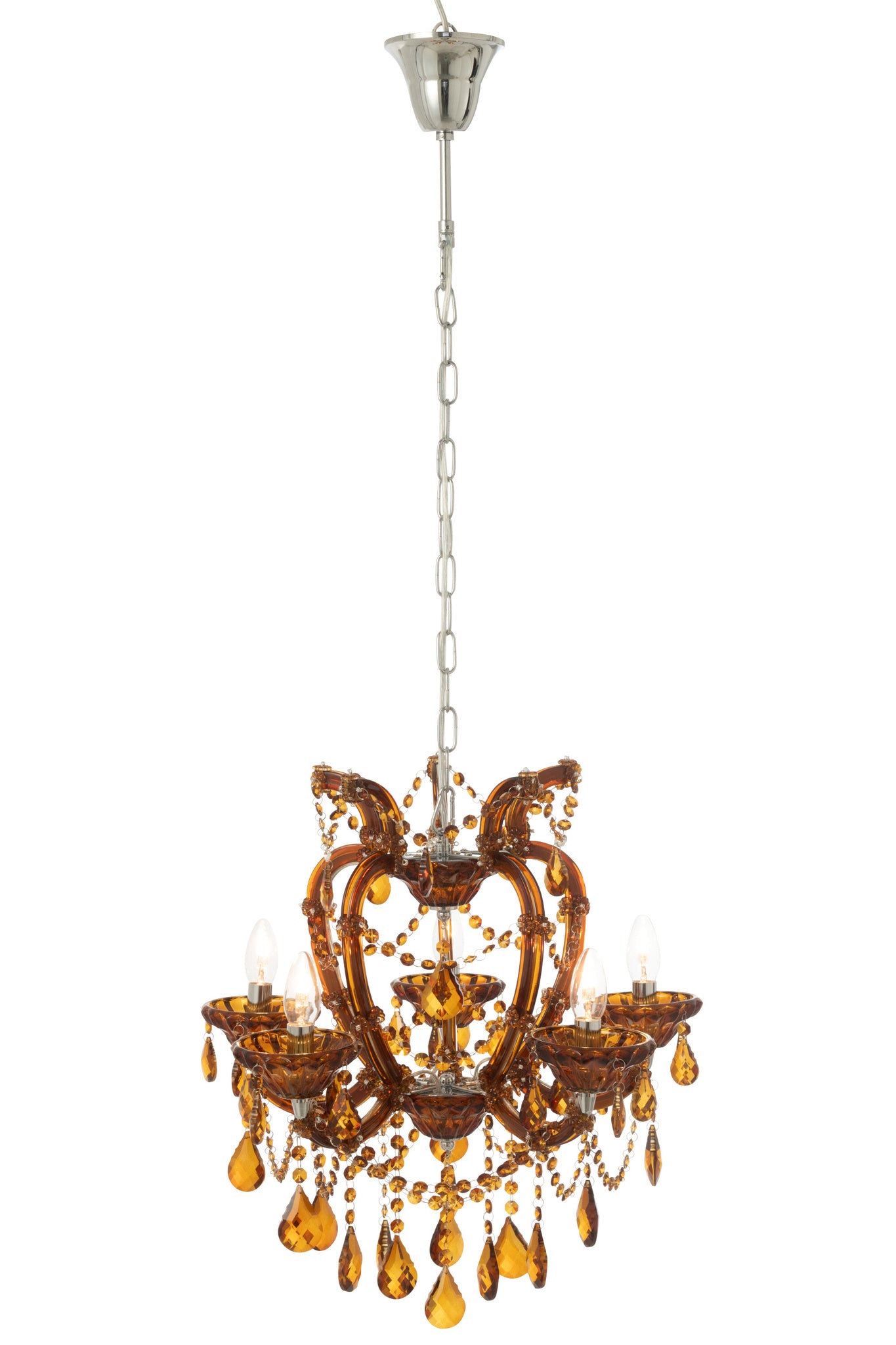 Antieke glazen kroonluchter plafondlamp bruin