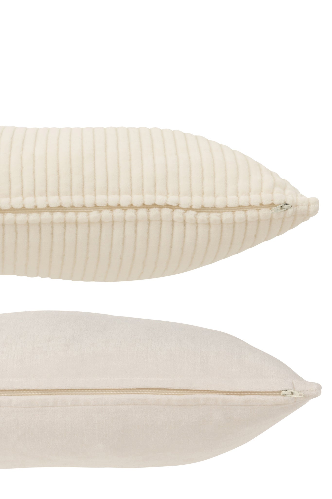 J-LINE KUSSEN VELVET VIERKANT KATOEN WIT ASSORTIMENT VAN 2