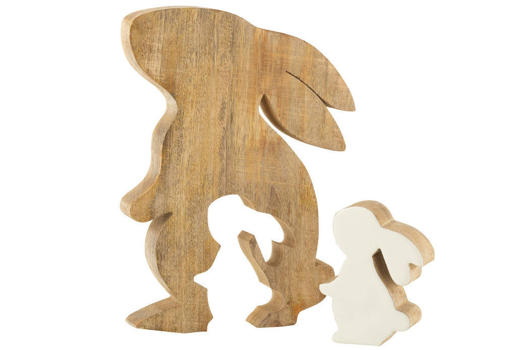 J-LINE KONIJN PROFIEL SILH MANGOHOUT WIT/NATUUR - GROOT