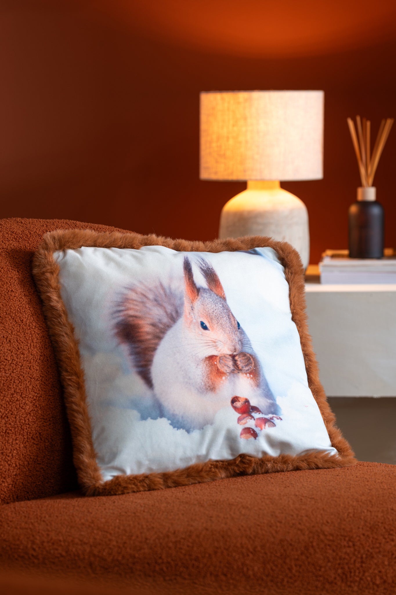 Kussen Eekhoorn Polyester Bruin/Roomwit Groot Assortiment Van 2