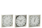 J-LINE WANDKLOK ROND – PLASTIC WIT/ZWART GROOT (ASSORTIMENT VAN 3)