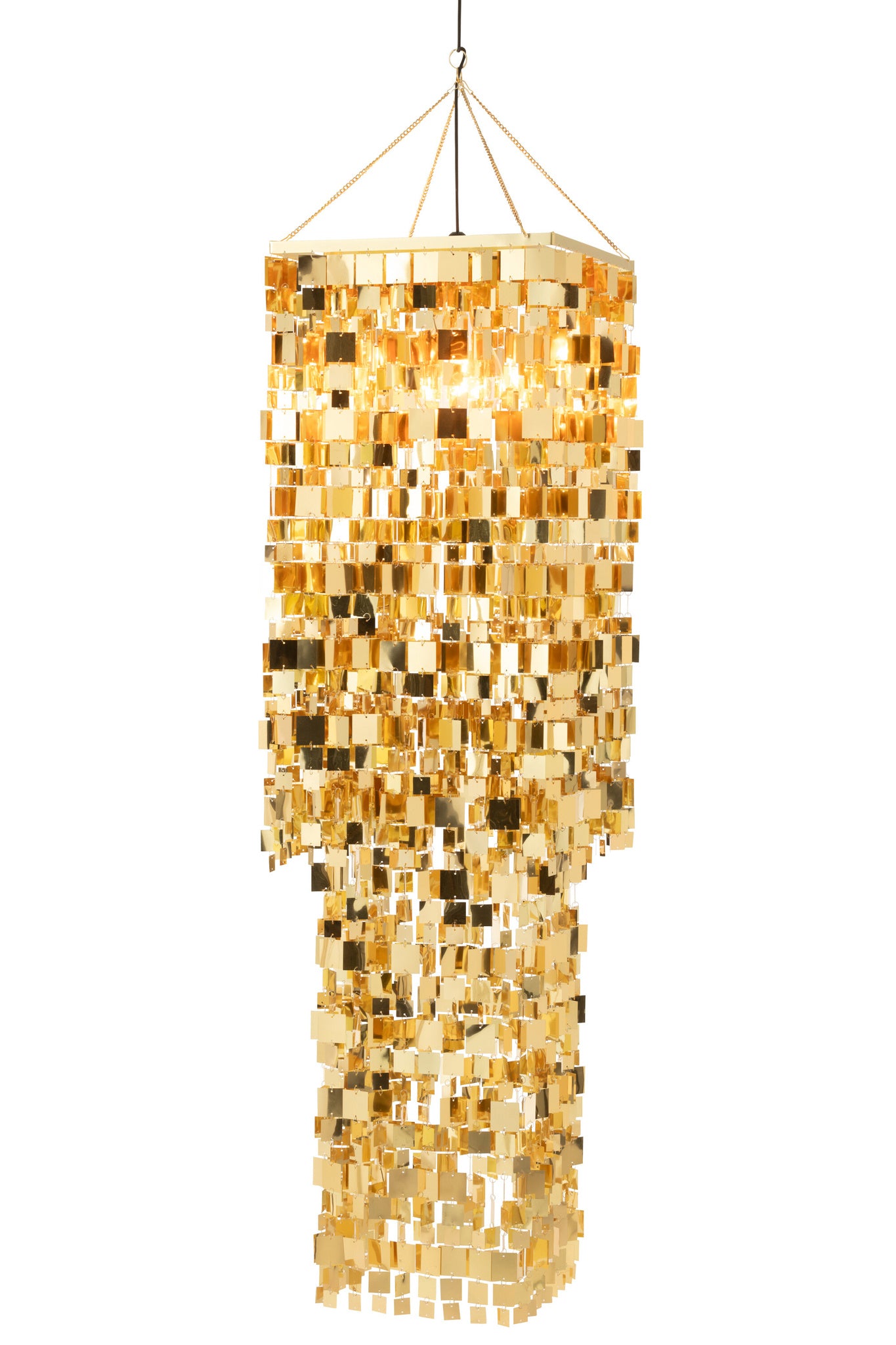 Grote vierkante goudkleurige PVC lampenkap voor kroonluchter