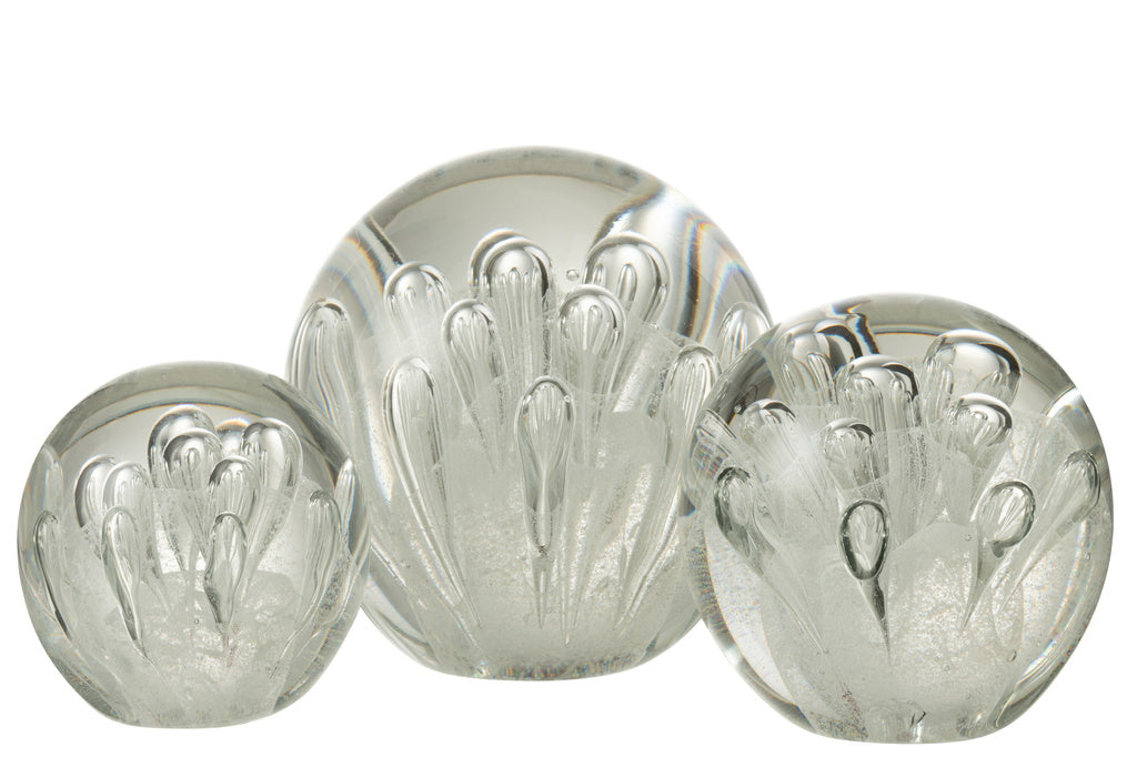  J-Line Presse-papier Bubbles Glas Wit Groot