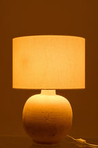 Beige keramische bolvormige tafellamp