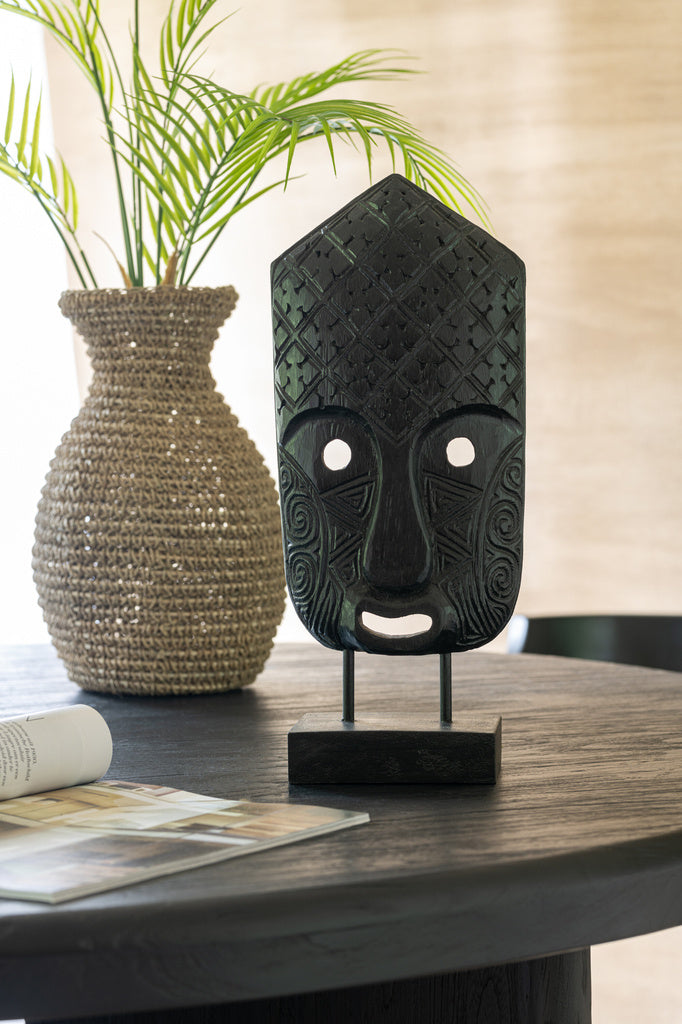  J-Line Masker op Voet Albasia Hout Zwart Klein