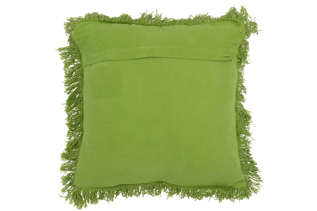 J-LINE KUSSEN TUFTED CURVES + FRANJES – WOL/KATOEN – GROEN – 45 CM