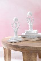 J-LINE VROUW BEELD BADPAK BALLON – POLYRESIN WIT (SET VAN 2)