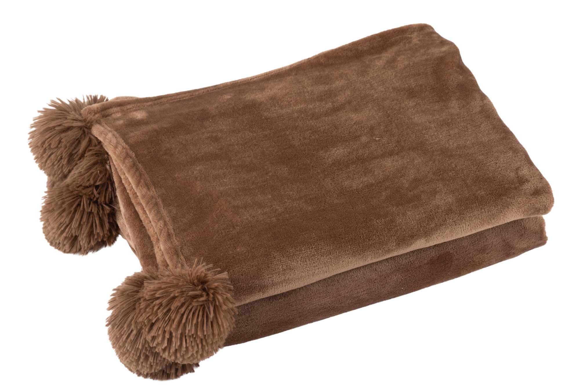 J-LINE PLAID POMPOM POLYESTER BRUIN
