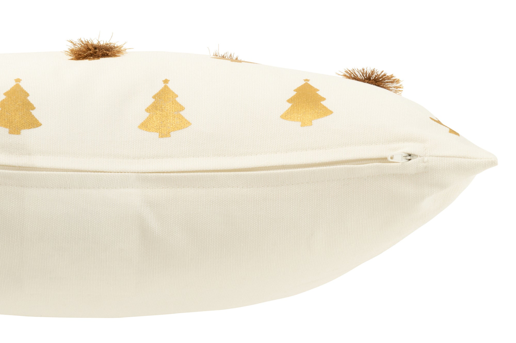 Kussen Kerstbomen Kwastjes Katoen Wit/Goud