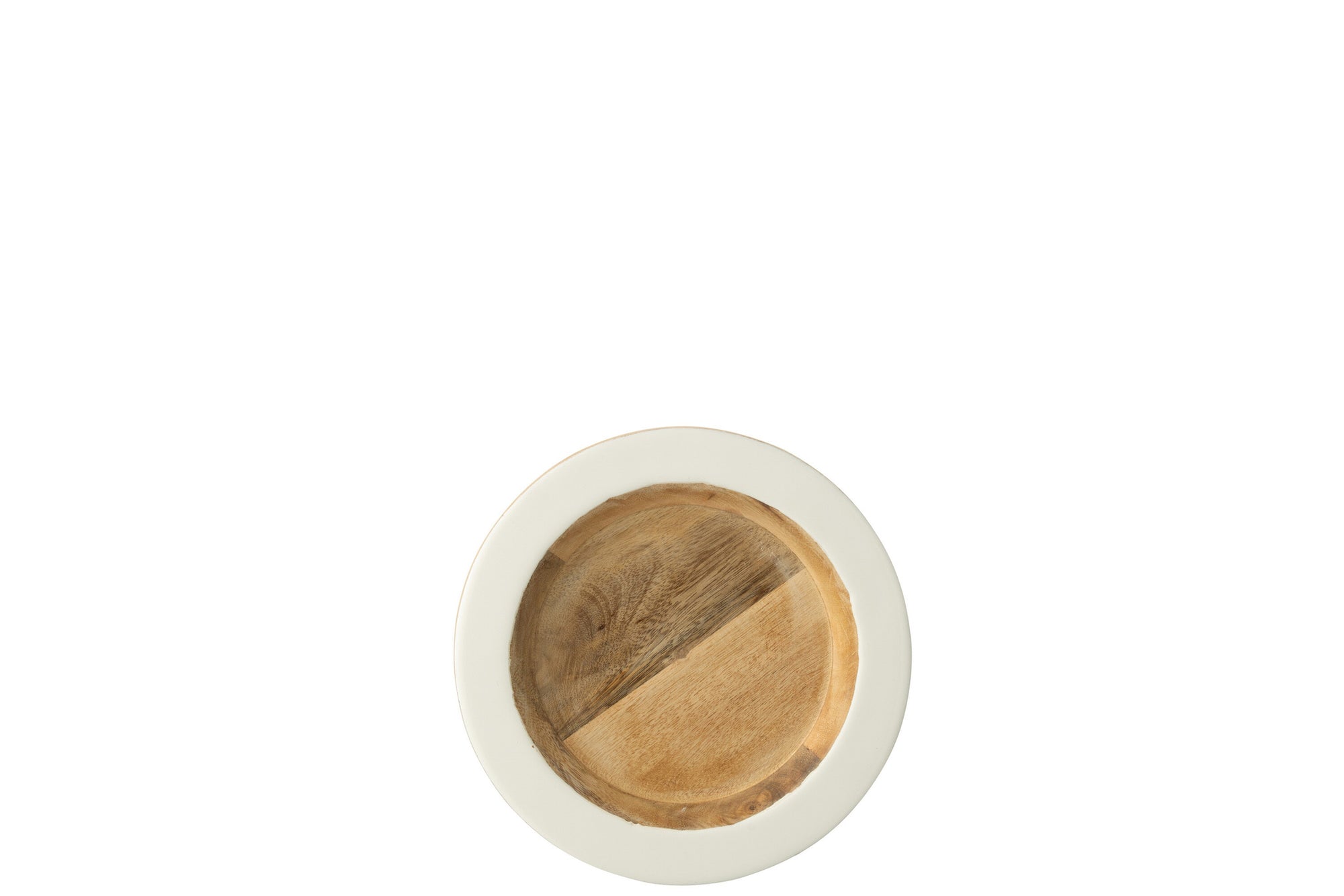Decoratieve dienbladrand rond mangohout wit/natuurlijk klein