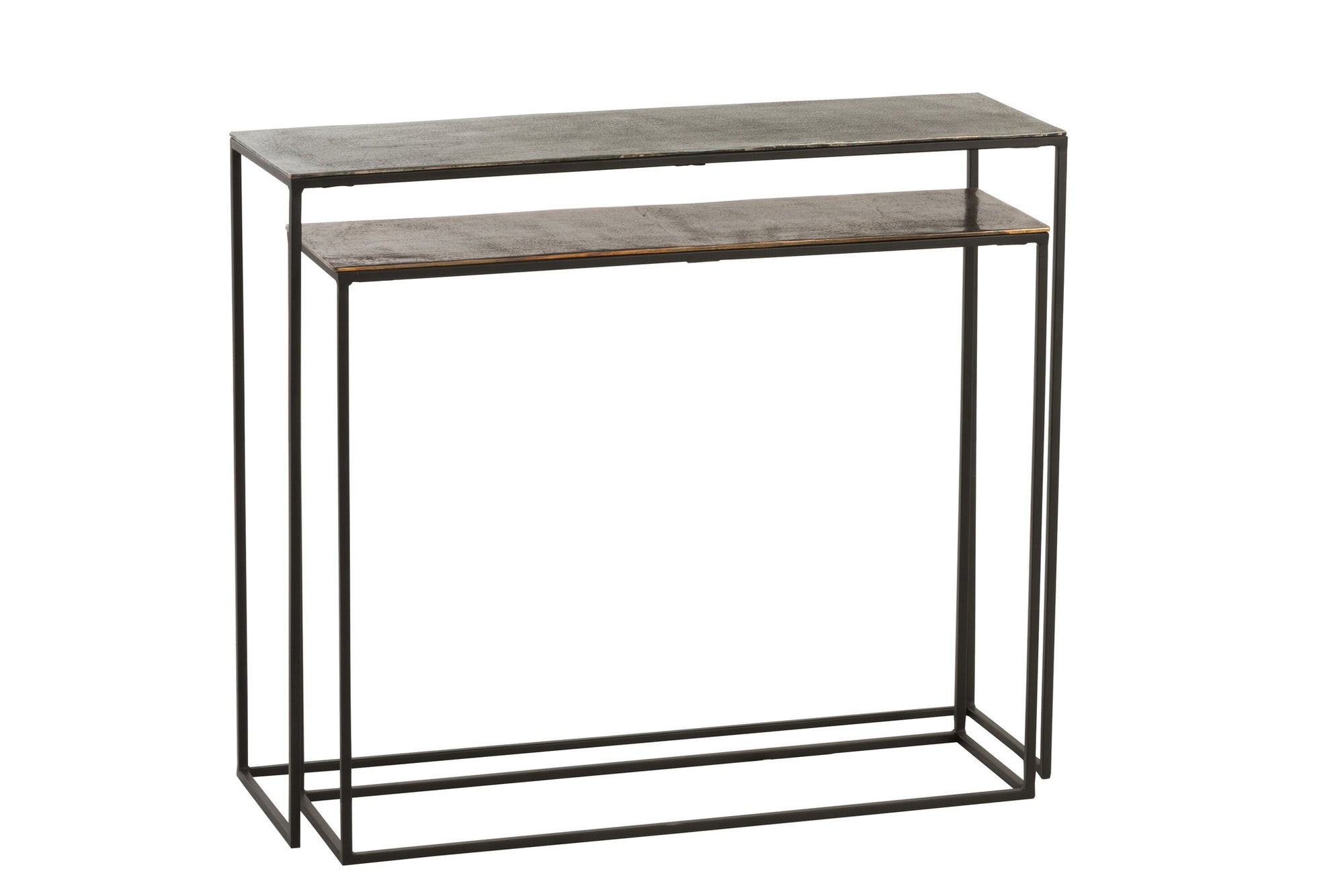 Set van 2 rechthoekige aluminium zwarte/mix consoles