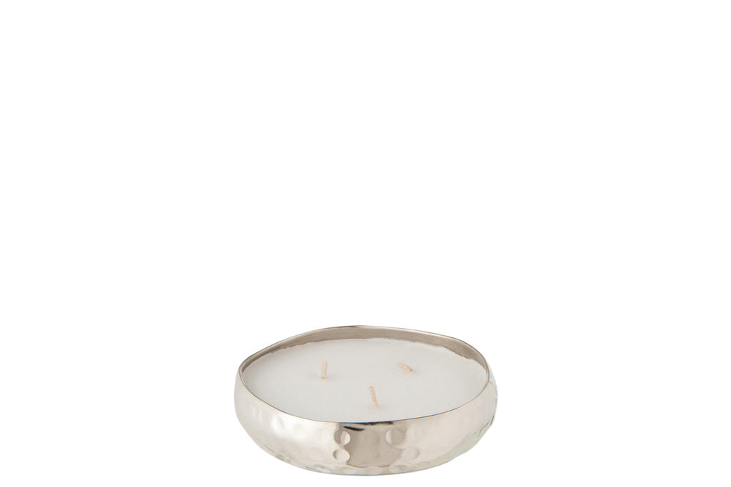 J-Line Scented Candle Livia Metal Silver Small