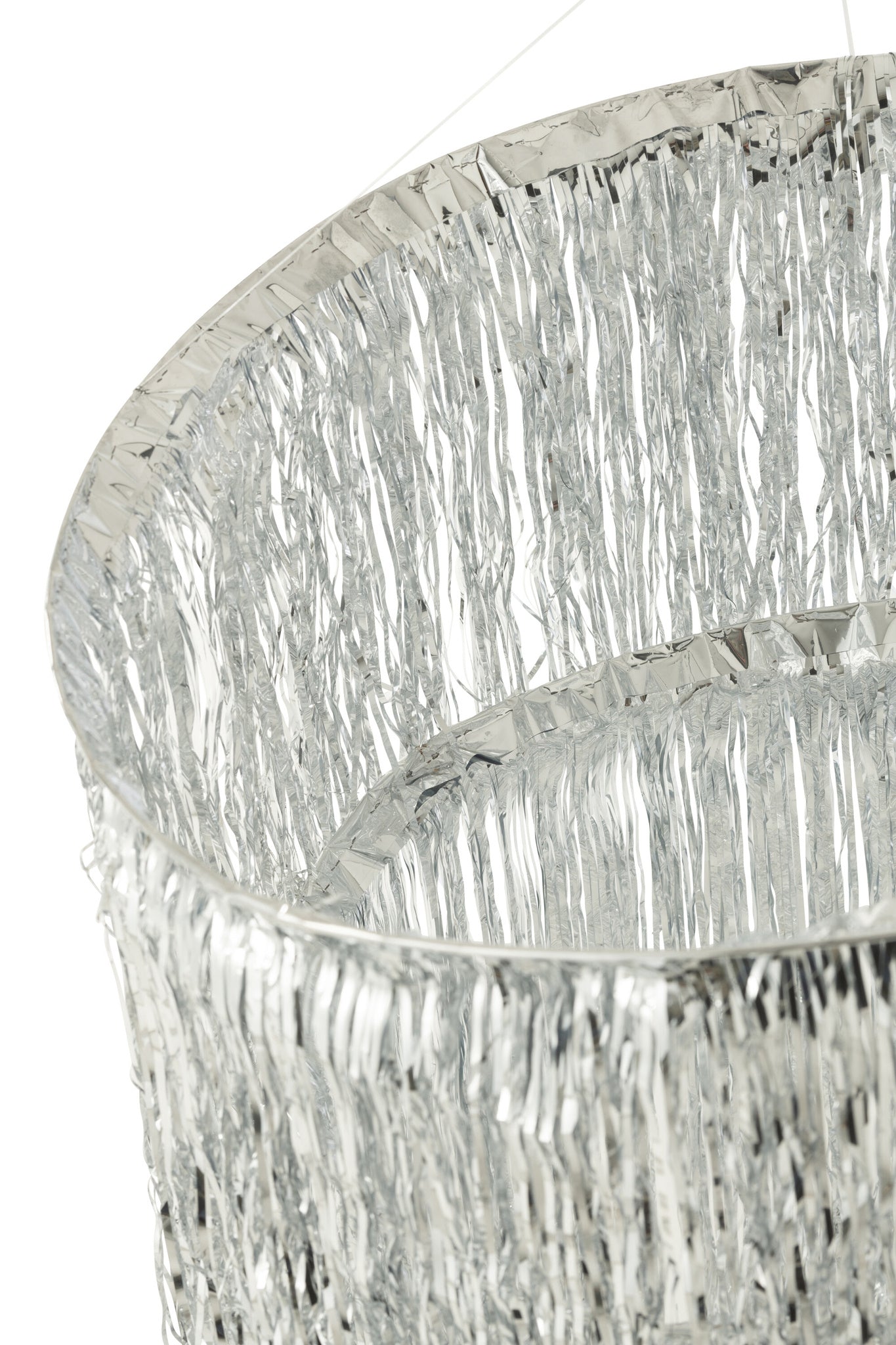 Lampenkap voor kroonluchter met franjes, vinyl, zilverkleurig, klein