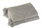 J-LINE PLAID MET POMPONS POLYESTER GRIJS