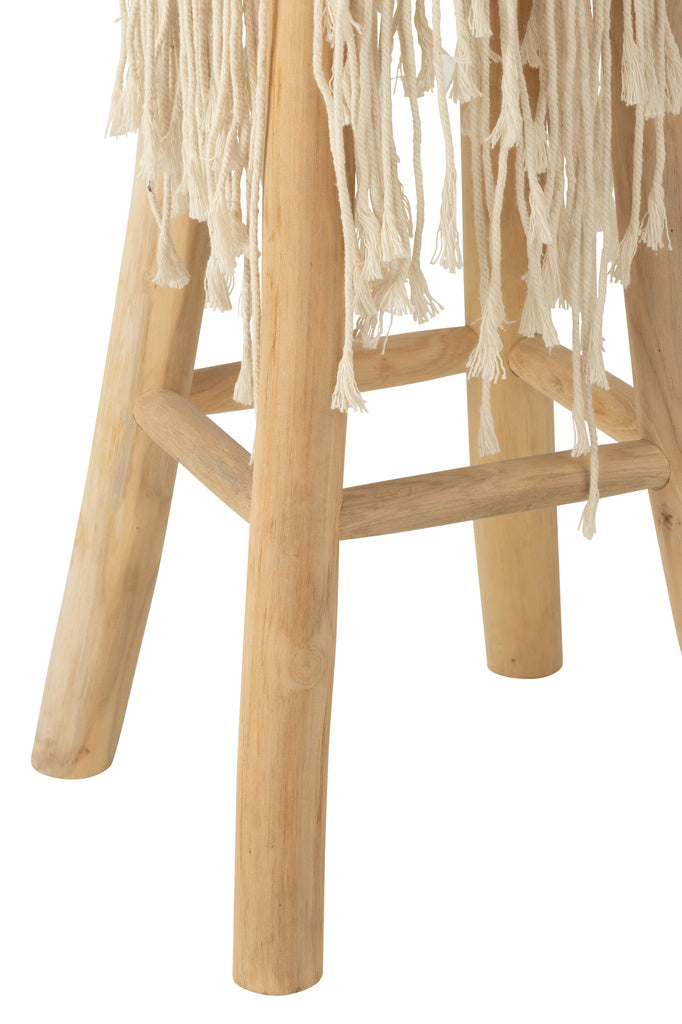 J-LINE KRUK FRANJES HOUT/MACRAMÉ WIT
