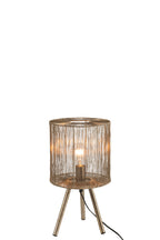 Kleine metalen tafellamp antiekbruin