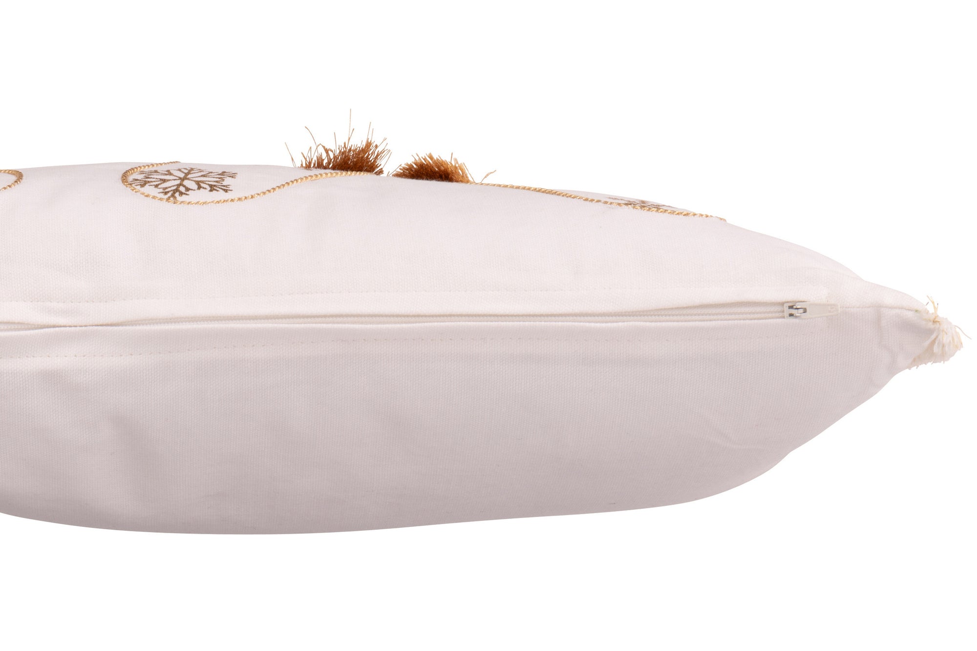 J-LINE KUSSEN KERSTSOK KATOEN WIT/GOUDKLEURIG