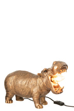 Tafellamp nijlpaard polyresin antiek koper