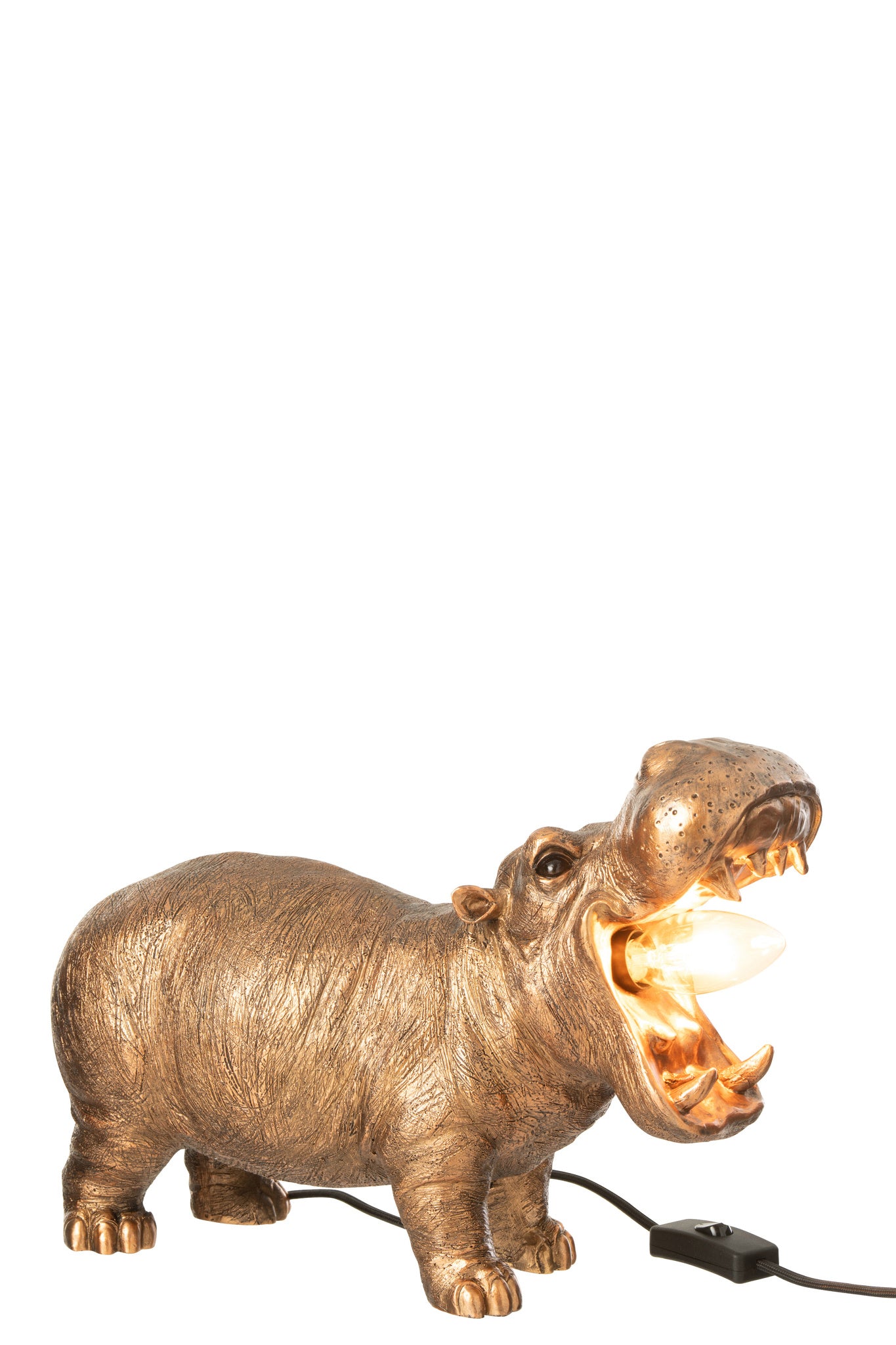 Tafellamp nijlpaard polyresin antiek koper