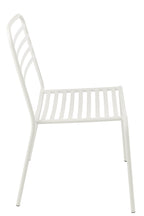 Witte gestreepte metalen tuinstoel