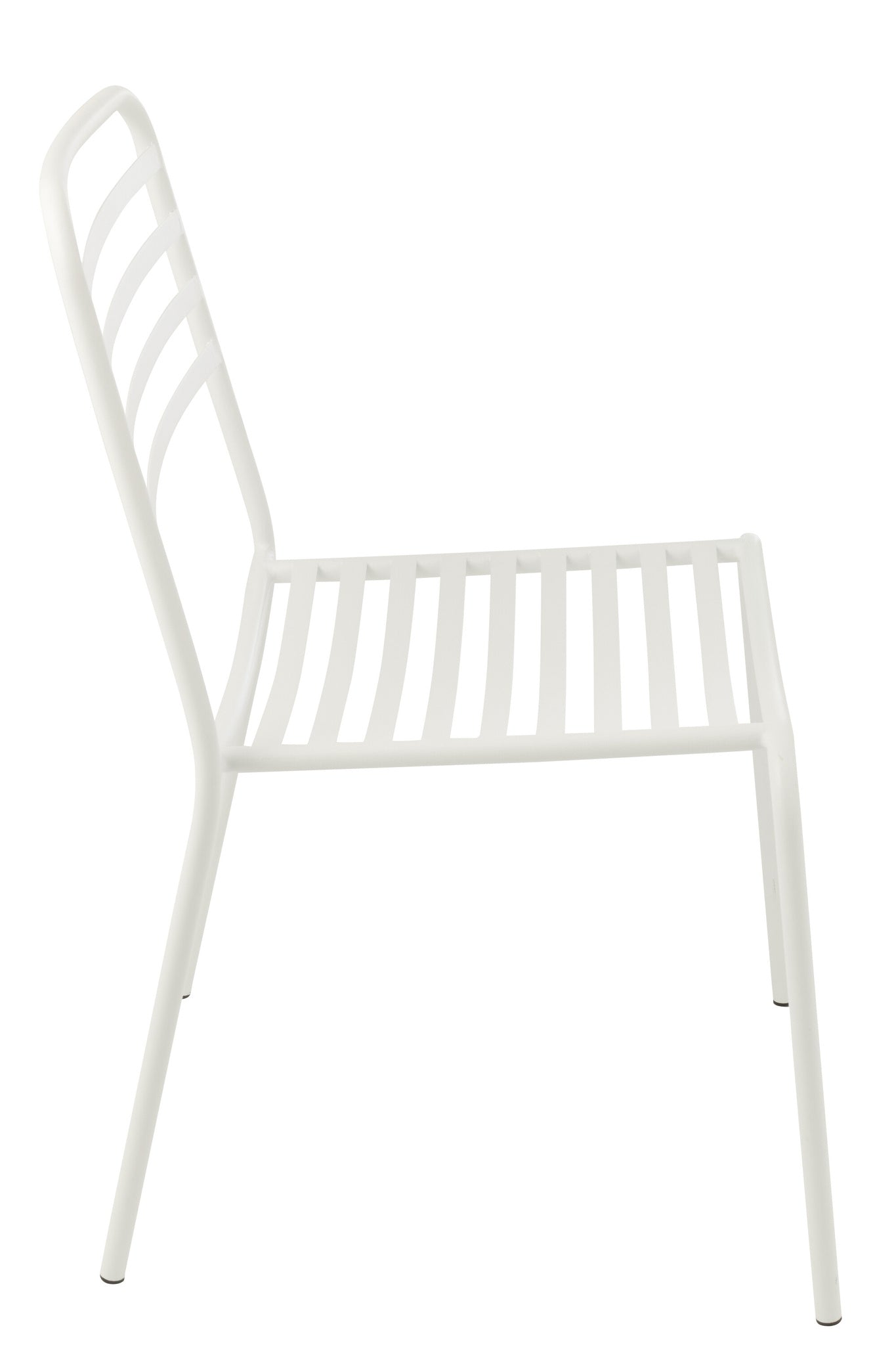 Witte gestreepte metalen tuinstoel