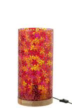 Grote roze tafellamp met bloemenmozaïek van glas