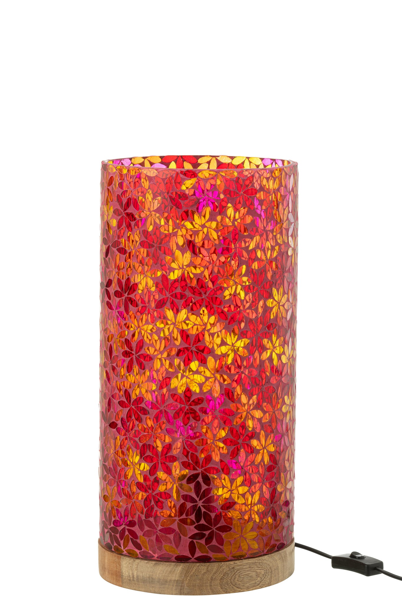 Grote roze tafellamp met bloemenmozaïek van glas
