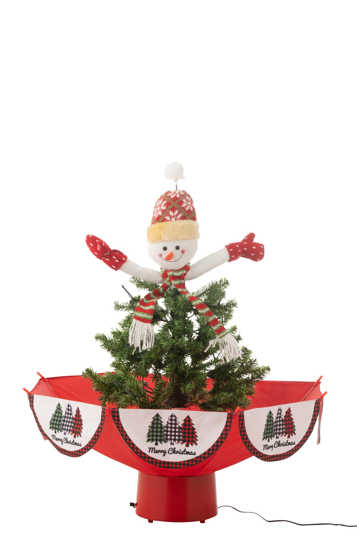 J-LINE BOOM LED SNEEUWENDE SNEEUWPOP IJZER KERST ROOD/GROEN