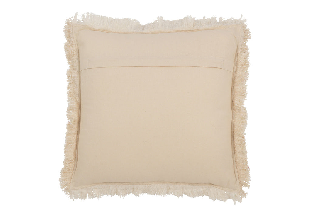  J-LINE KUSSEN MET FRANJES KATOEN MUSLIN LICHTBEIGE