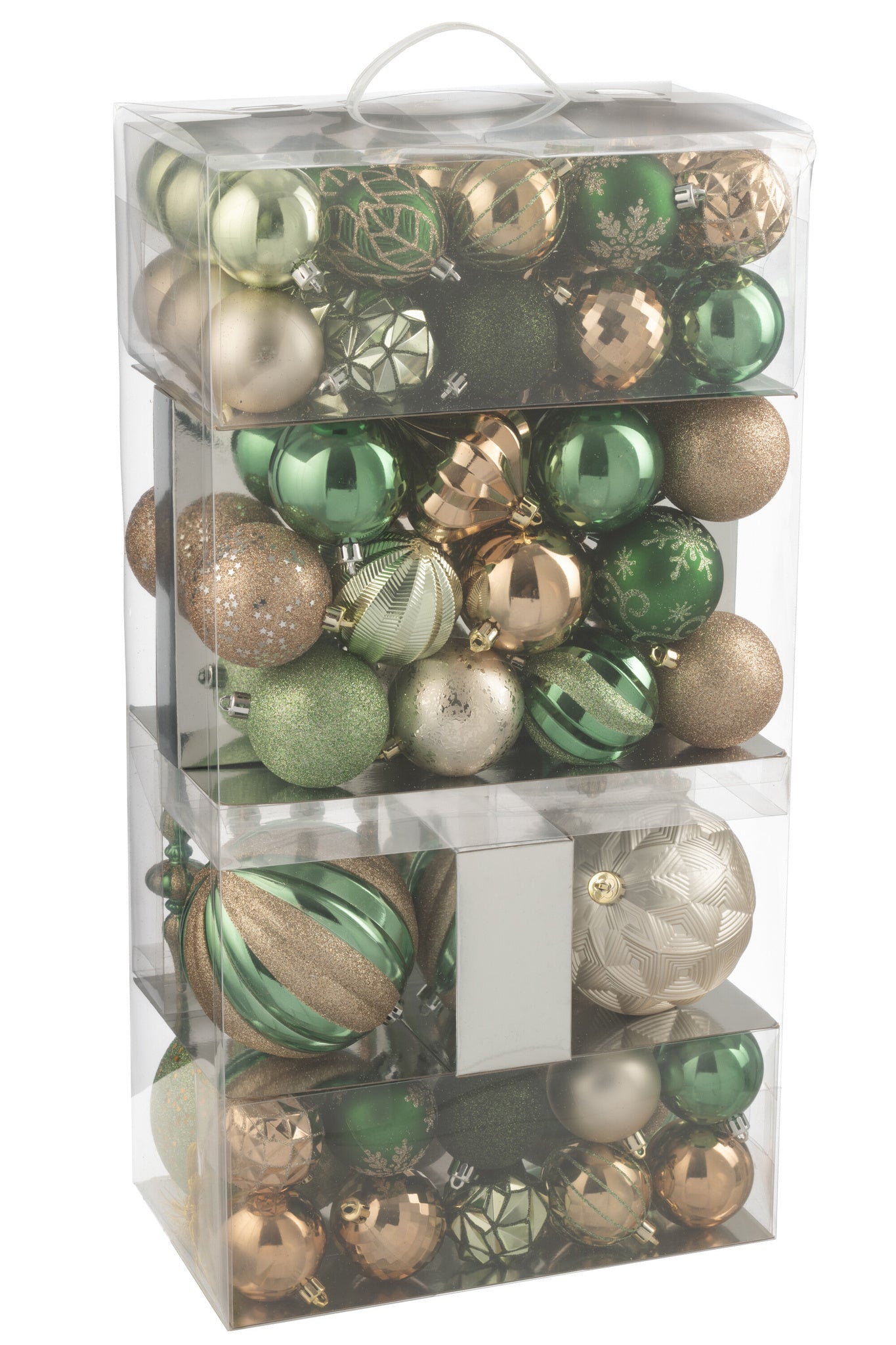 J-LINE DOOS VAN 80 KERSTBALLEN PLASTIC MINTGROEN/ECRU