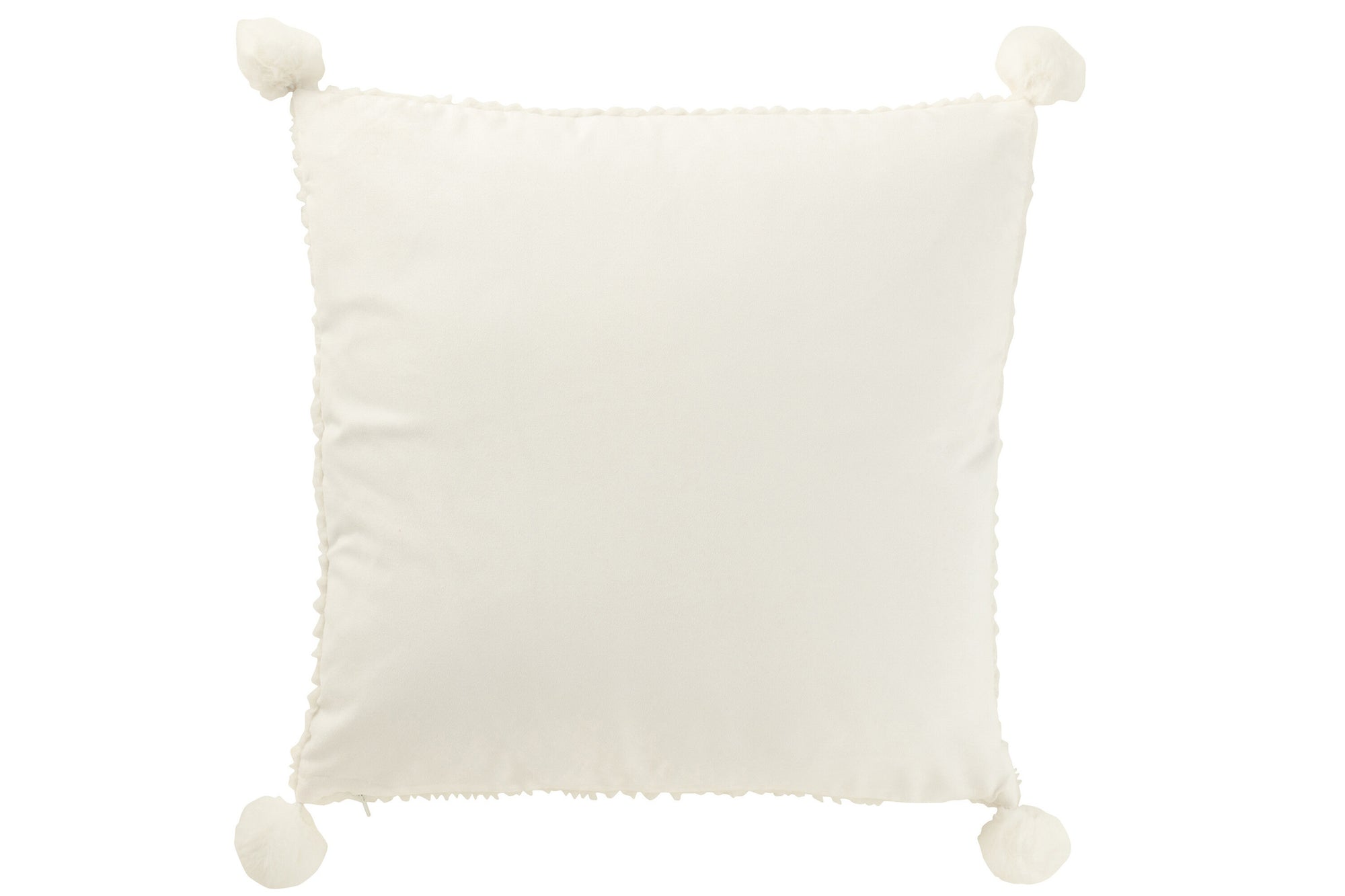 Kussen Zachte Pompons Polyester Wit