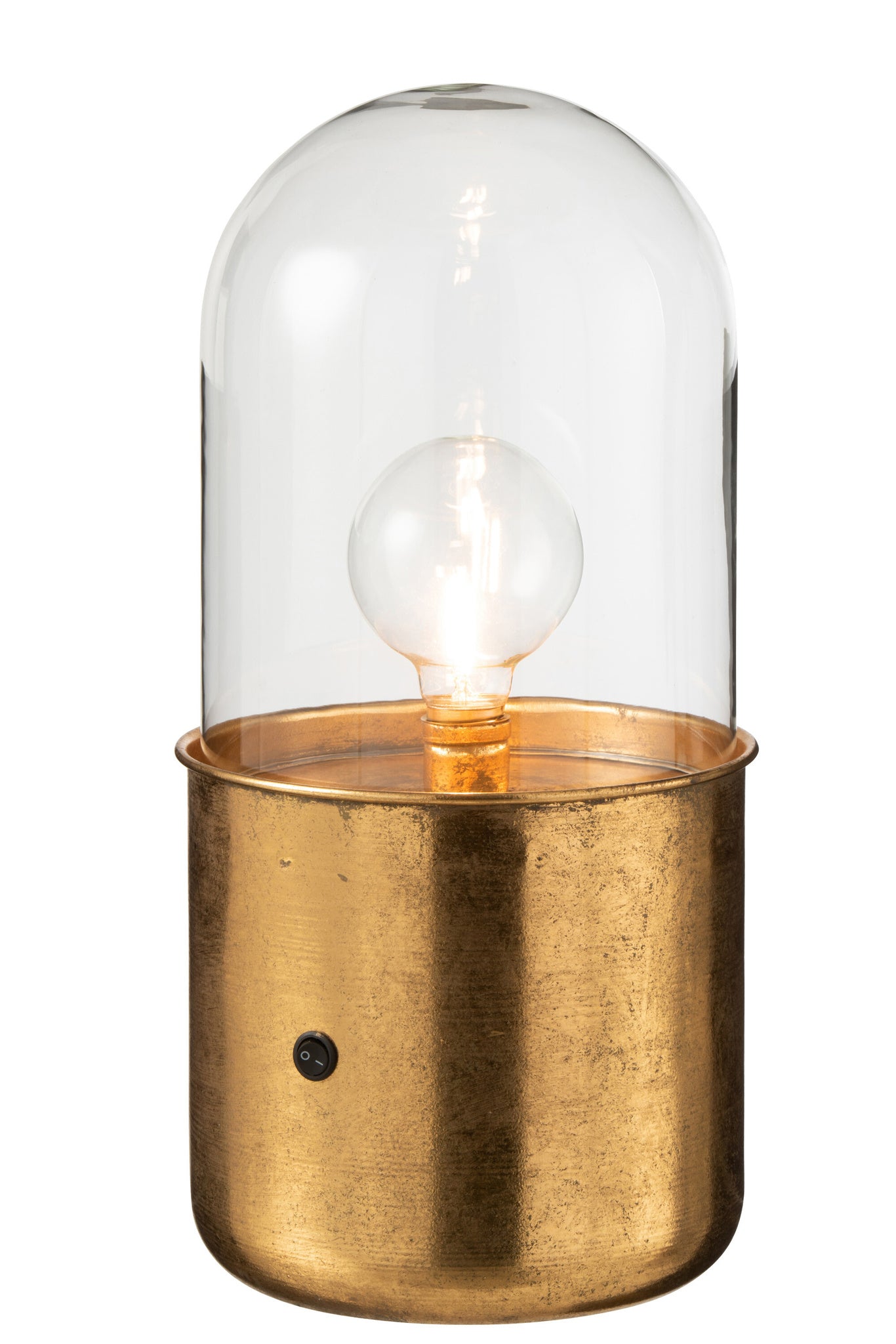 J-LINE ANTIEKE LED-TAFELLAMP GLAS ZINK GOUD GROOT