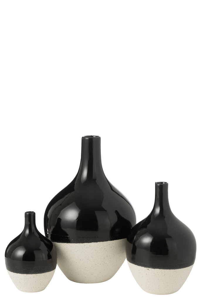 J-LINE VAZE IVA – PORSELEIN ZWART/WIT GROOT
