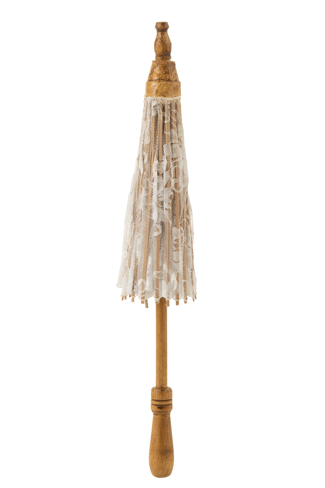 Parasol Patronen Kant Katoen/Hout Wit