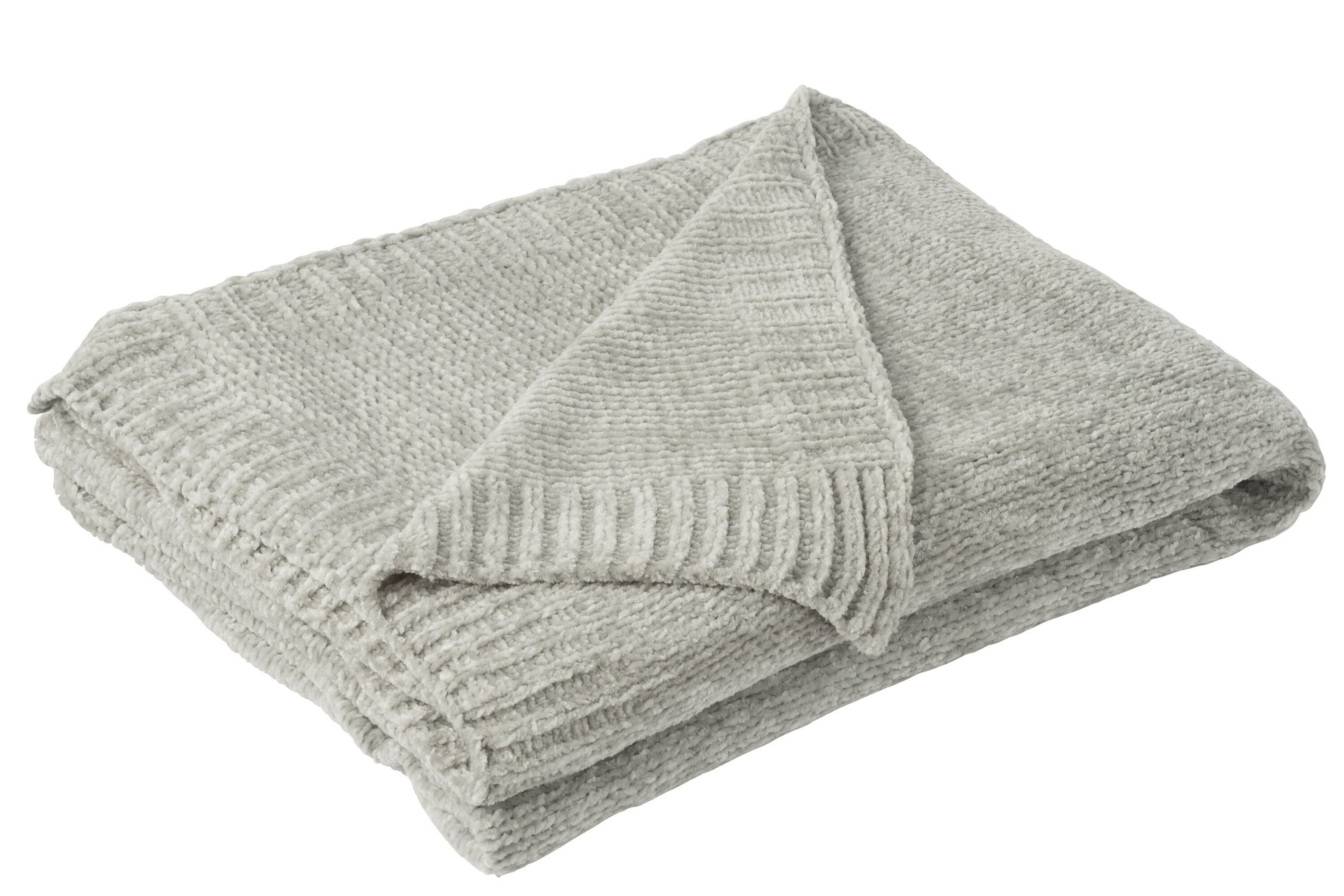 J-LINE DEKEN CHENILLE POLYESTER GRIJS