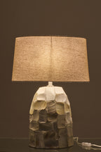 Tafellamp met pareleffect schelp offwhite/lichtbeige